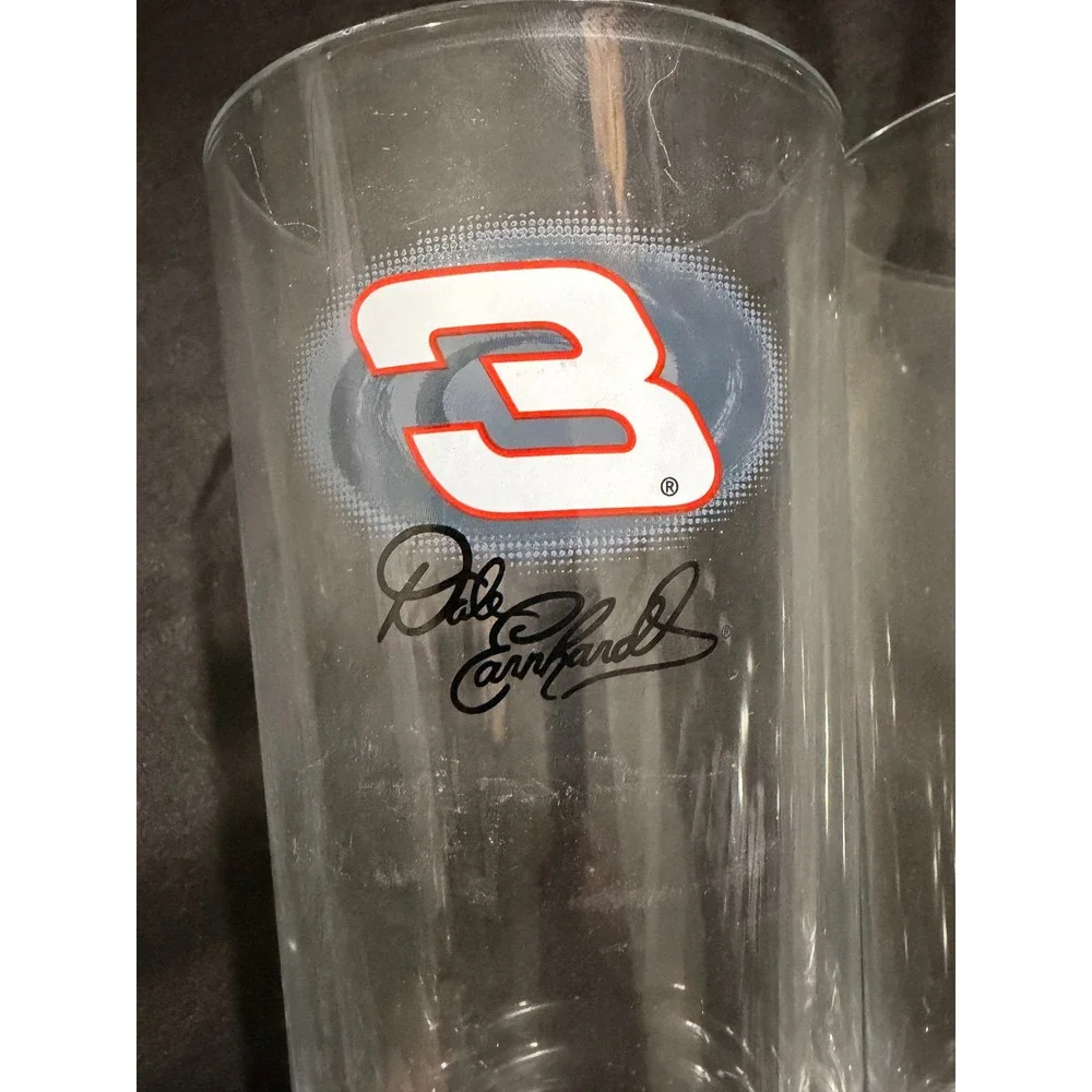 Dale Earnhardt Sr 3 Signature Pint Glasses Set of 4 NASCAR Racing Barware Clear